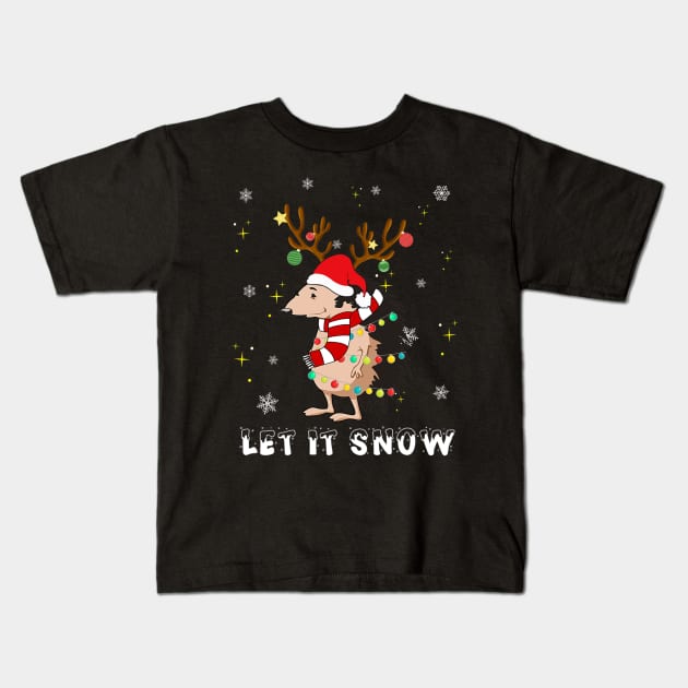 Hedgehog Let It Snow Christmas Dog Lights Kids T-Shirt by eldridgejacqueline